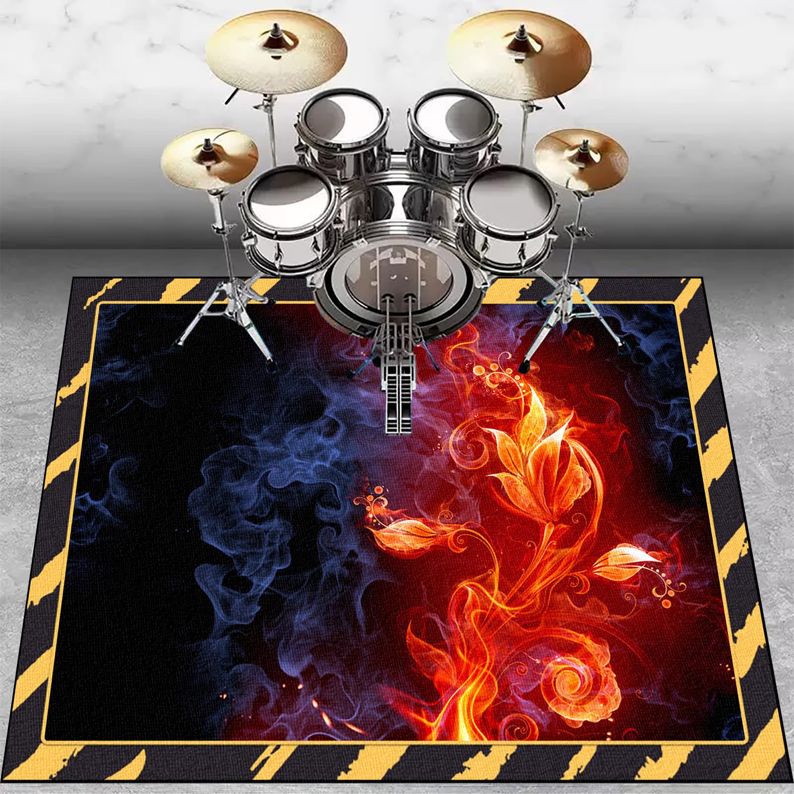 Drum Teppich Schlagzeugteppich Schallschutz Schlagzeug Teppich Professionelles rechteckiges elektronisches Jazz Schlagzeug Kit für Bass Drum Snare Drum und andere Instrumente Teppich 140 x 120 cm