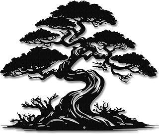 Metal Pine Tree Wall Art–Japanese-Inspired Nature Wall Decor–Rust-Resist...