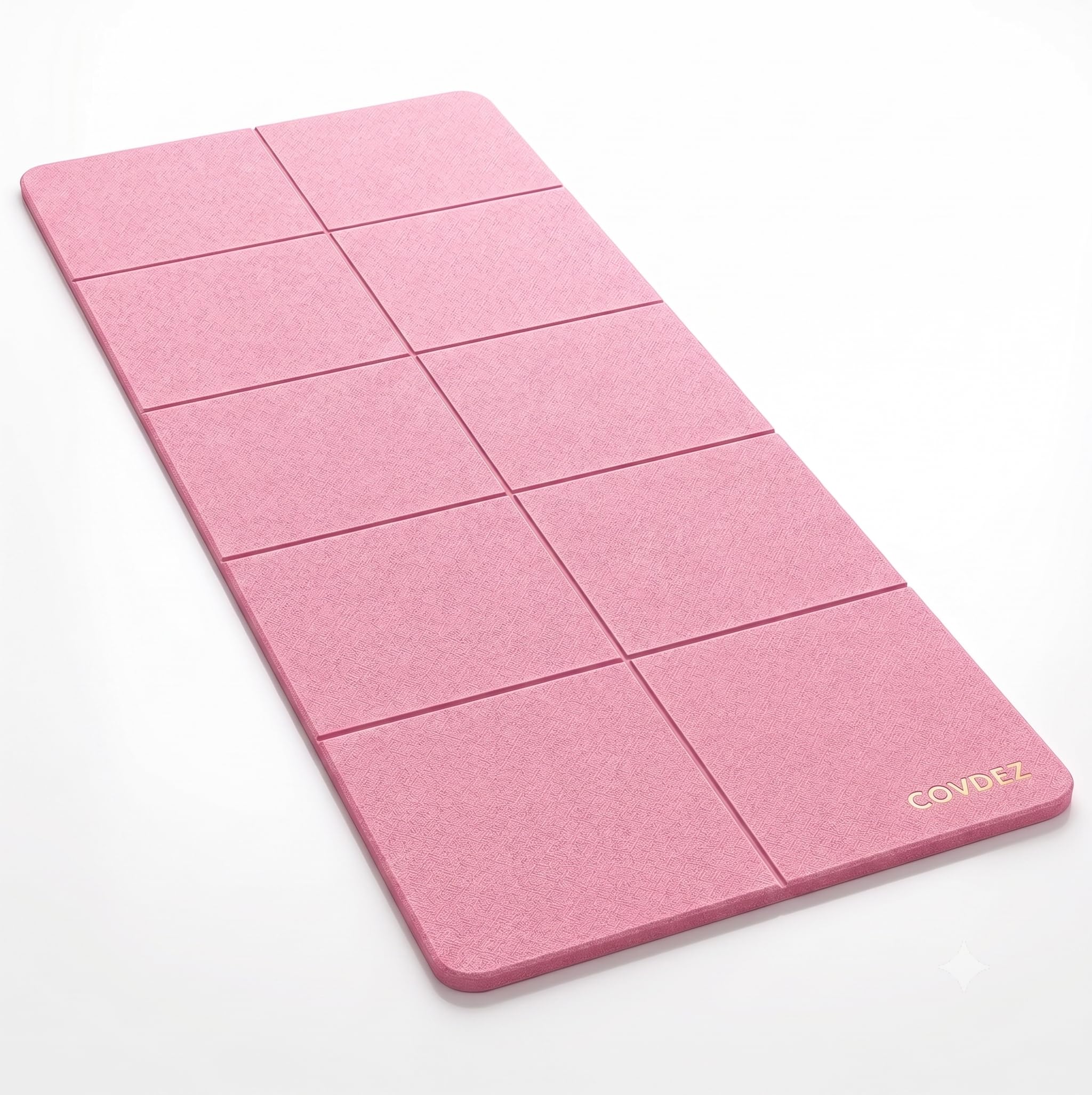 Foldable Yoga Mat 183 × 81 cm 6mm Pink TPE 10 Panel Textured Wide Cushioned Exercise Pad for Women Adults Pilates Stretching Meditation Home Workouts Compact Storage No-Roll Travel Fitness-image-7