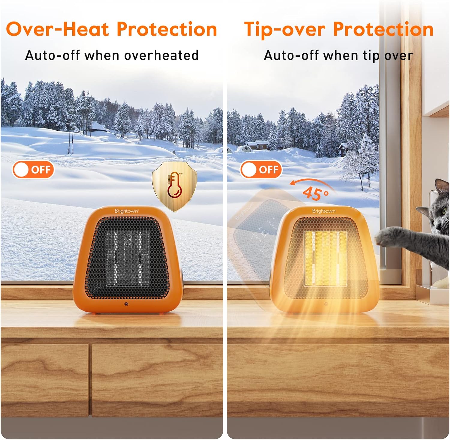 Small Space Heater for Indoor Use - 400W Low Wattage Mini Heater with Overheat Protection, Portable Personal Heater with Tip Over Protection, Low Noise Desk Heater for Office Bedroom Home Use