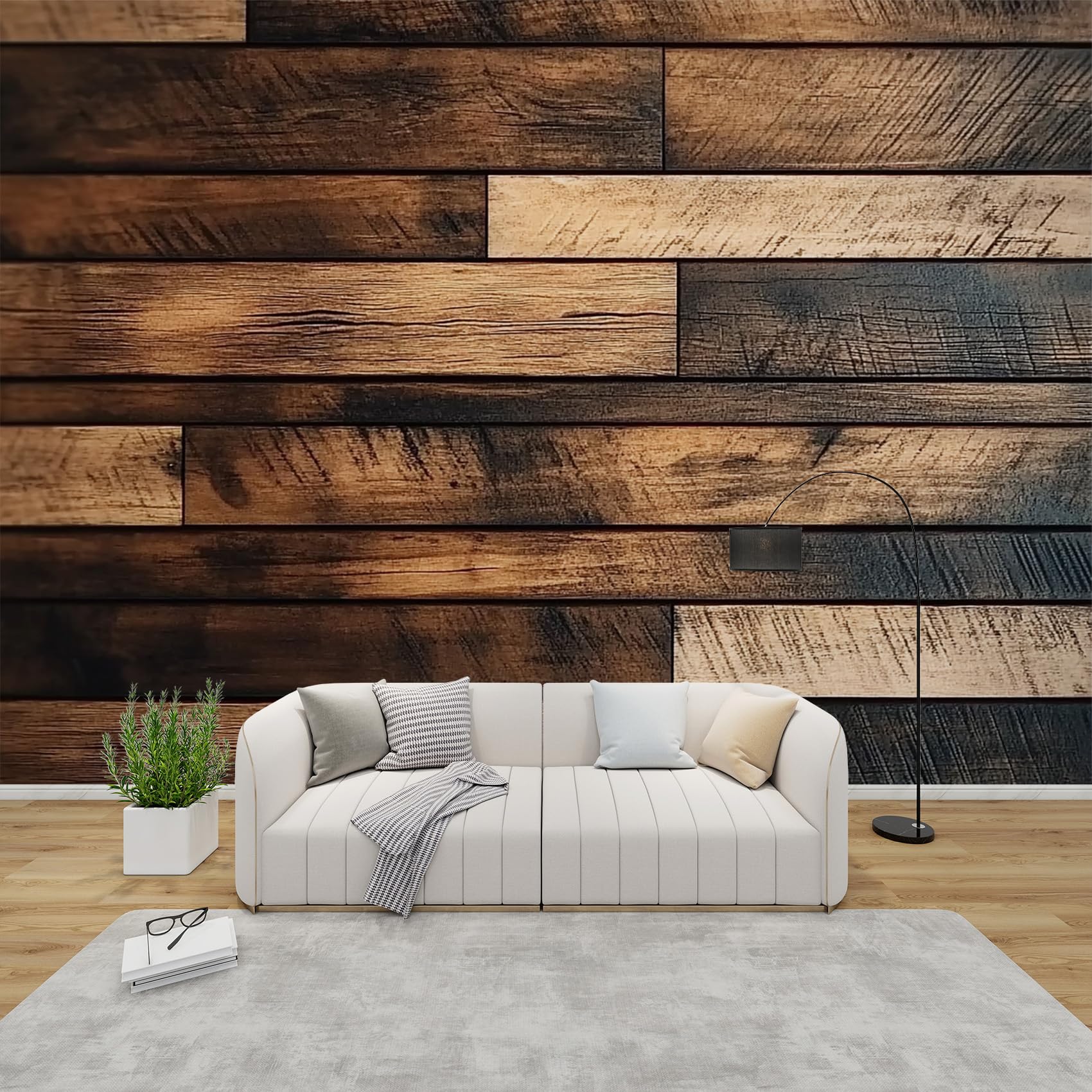 AevuCub Wood Effect Wall Mural - Rustic Wood Mural Wallpaper for Living Room, Bedroom Decor, Wooden Wall Art, Non-Woven Photo Wallpaper 3D Effect, 500x350 cm