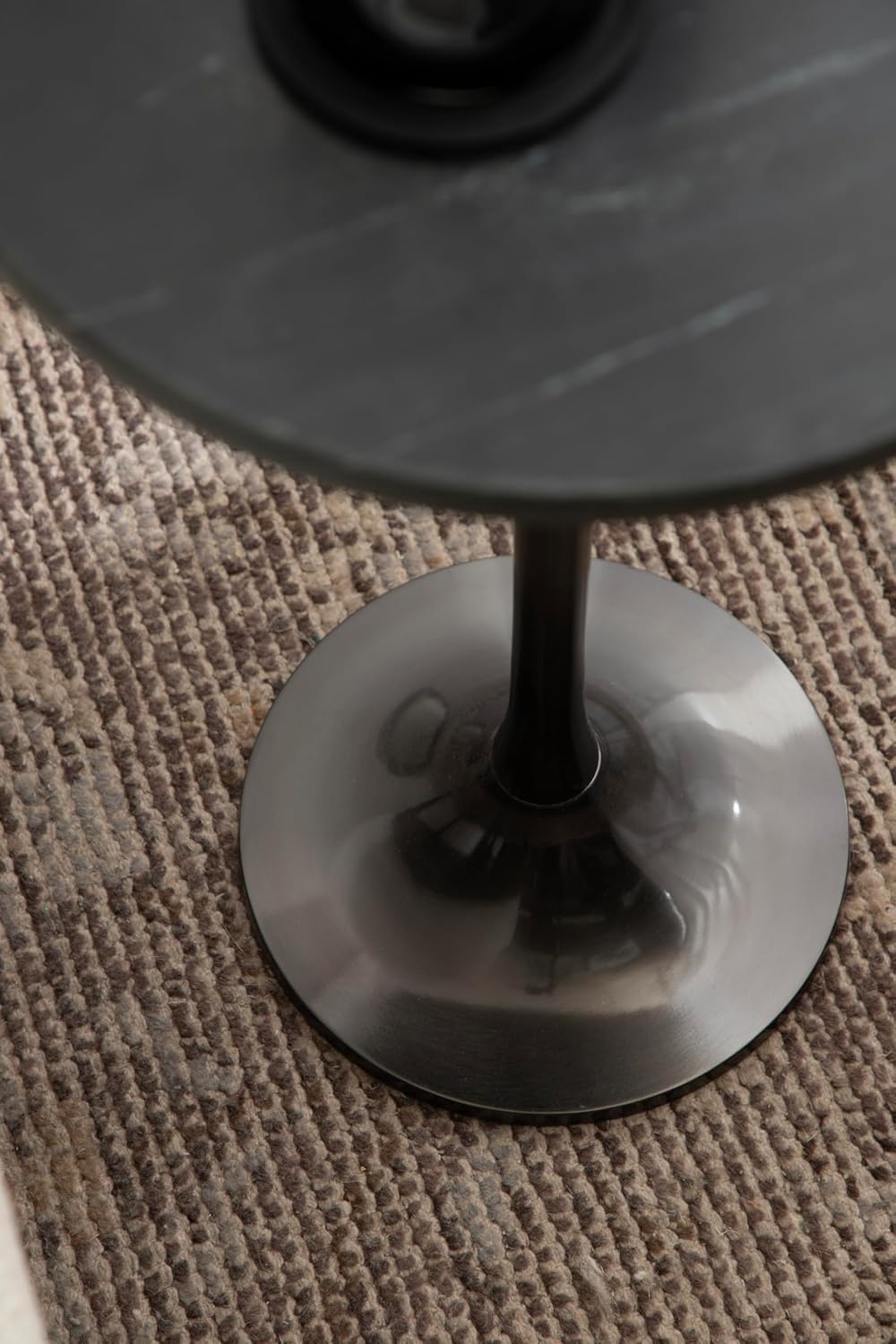 Kate and Laurel Baronet Glam Marble Round Side Table, 14 x 14 x 24, Black Marble and Gray Gunmetal, Marble Top Circle End Table for Use as a Bedroom Nightstand or Living Room Plant Stand Option