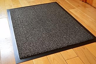 SMALL GREY BLACK SPECKLED DOOR MAT RUBBER BACKED RUNNER BARRIER MATS RUG PVC EDGED KITCHEN MAT(40 X 60 CM)