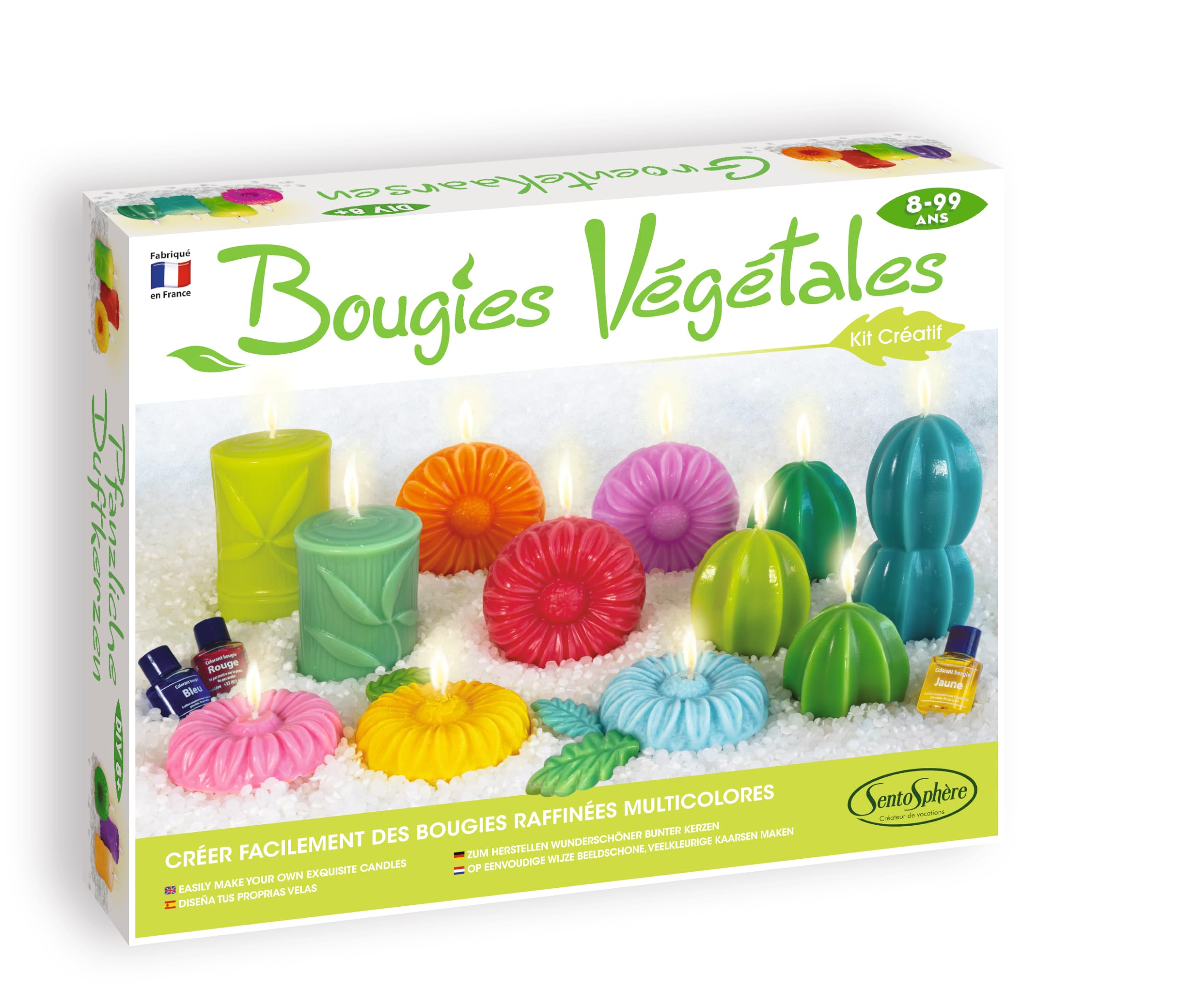 Sentosphère – Velas Vegetales - Kit Creativo DIY - Para fabricar tus propias velas 100% naturales - A partir de 8 años - Fabricado en Francia