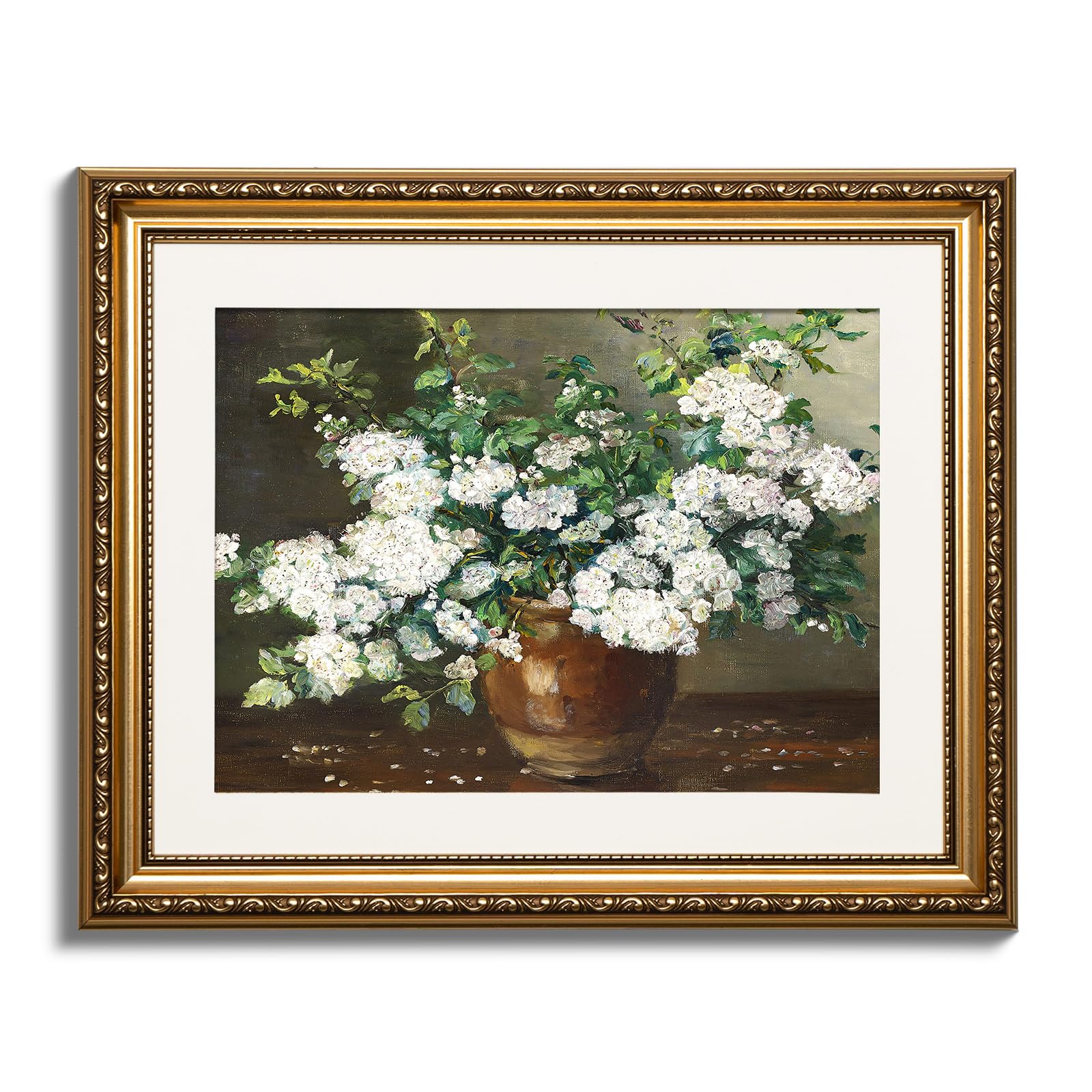 ARPEOTCY Vintage Gold Framed Wall Art, Nature Floral Flowers Retro Paintings, Canvas Prints Artwork with Antique Frame, Victorian Wall Pictures Decor for Living Room Gallery Room, 13x16 inch