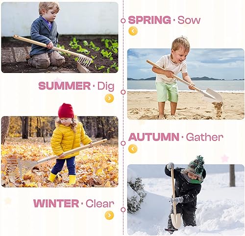 Miniatura 7 de ROBOTIME Carretilla para niños con juego de jardinería  Carretilla de metal para niños pequeños juguete de juego al aire libre con herramientas de