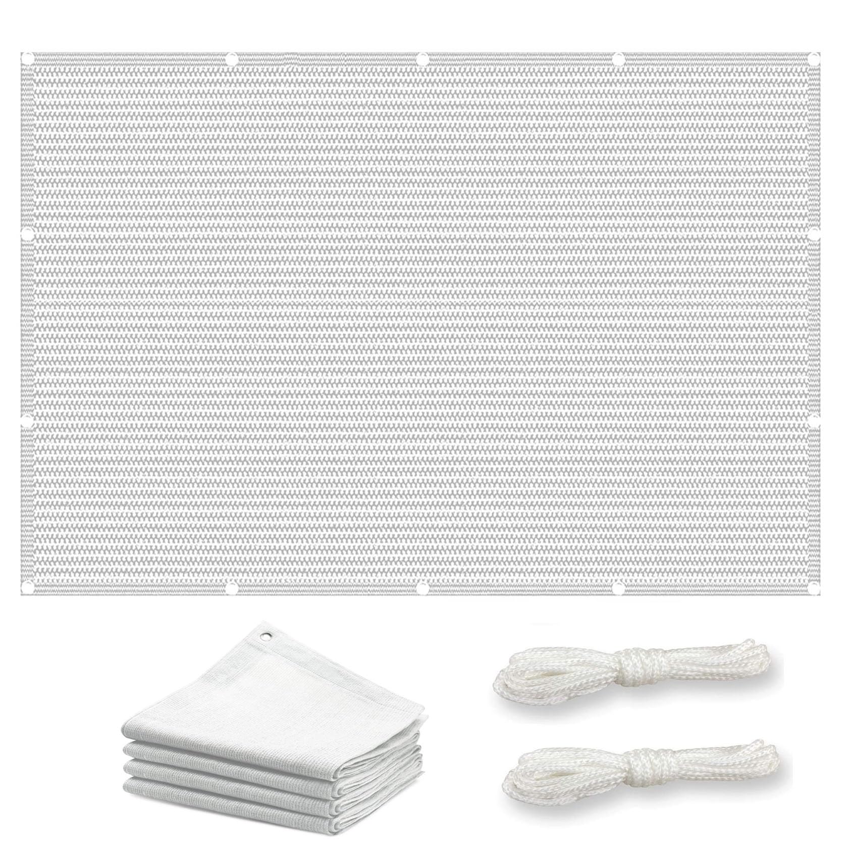 Filet d'ombre de jardin rectangulaire 2.4 x 5.5 m en toile blanche avec oeillets robustes