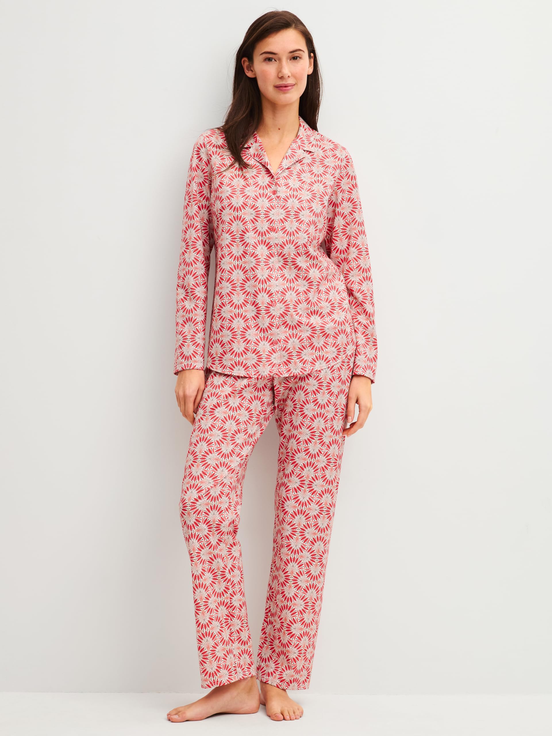 CALIDA Cotton Special Pyjama Damen | Schlafanzug aus 100% Baumwolle, hautfreundlich, atmungsaktiv und klimaregulierend, mit Knopfleiste