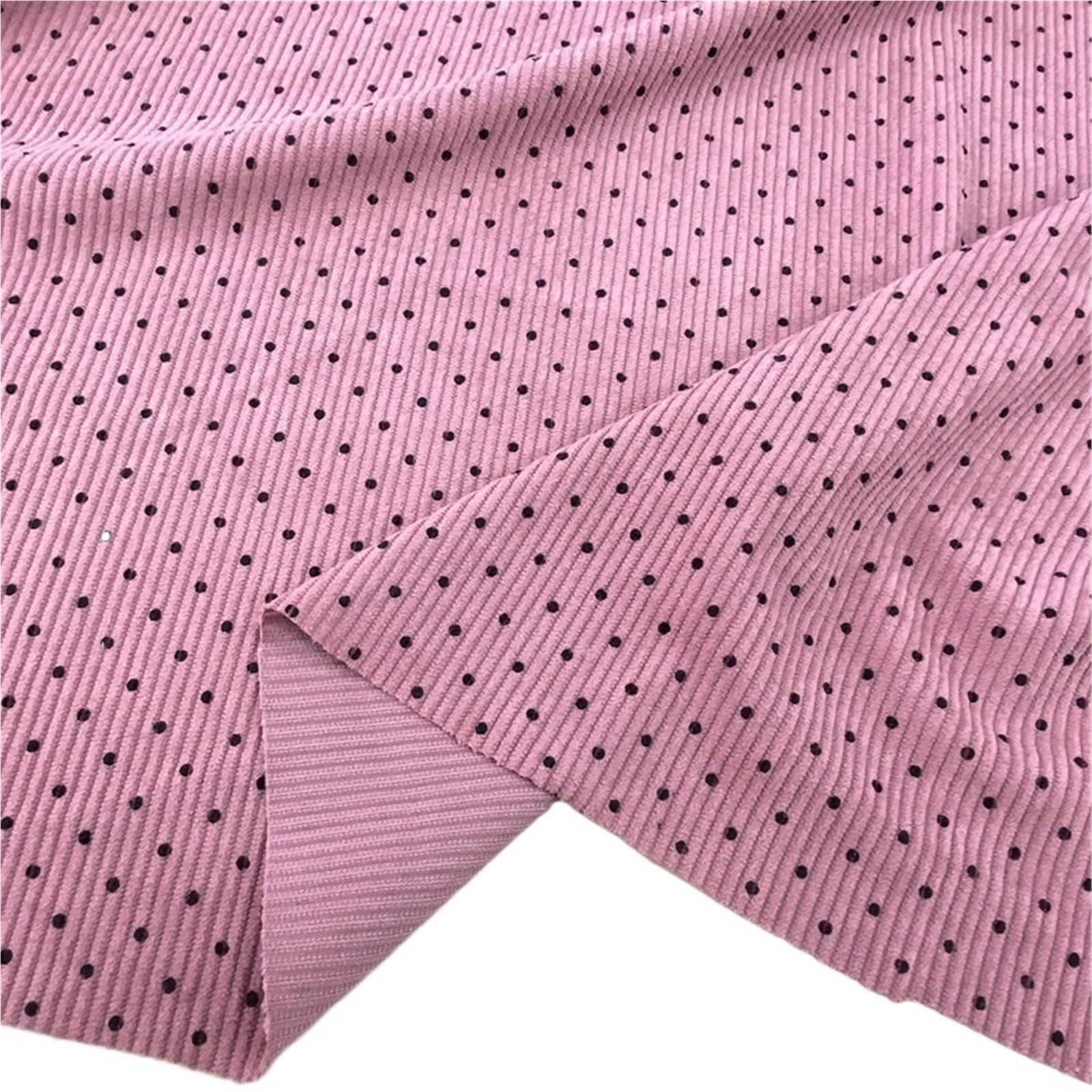 Polka Dots Fabric Polka Dot Offset Printing Pit Strip Clothing Fabric Corduroy Cloth(Color5,Length 1 Meter)