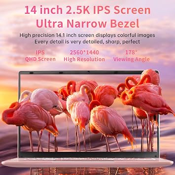 14 Ultra-Slim Lightweight Laptop, Windows 11 Pro, Celeron N95, 16GB DDR4, Full HD 1080P Display – Perfect for Work and Study (Rose Gold, 16+512GB)