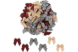 60pcs Mini Gingham Bows for Christmas Tree and Crafts