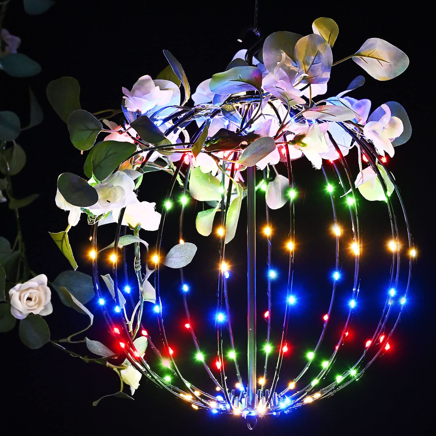 ZHOUDUIDUI 12" Christmas Light Balls 160LEDs Multicolor Timer Waterproof for Indoor Outdoor Garden Yard Pathway Lights Porch Decoration Christmas Hanging Metal Globe Light (1Pack)
