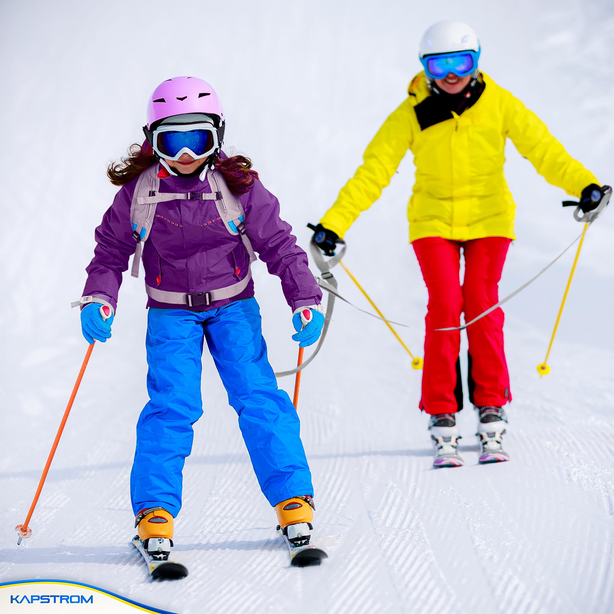 Imbragatura per allenamento sci e snowboard per bambini - 2 cinghie di guida per sterzare e controllare la velocità - Zaino per allenamento sci con spallacci regolabili