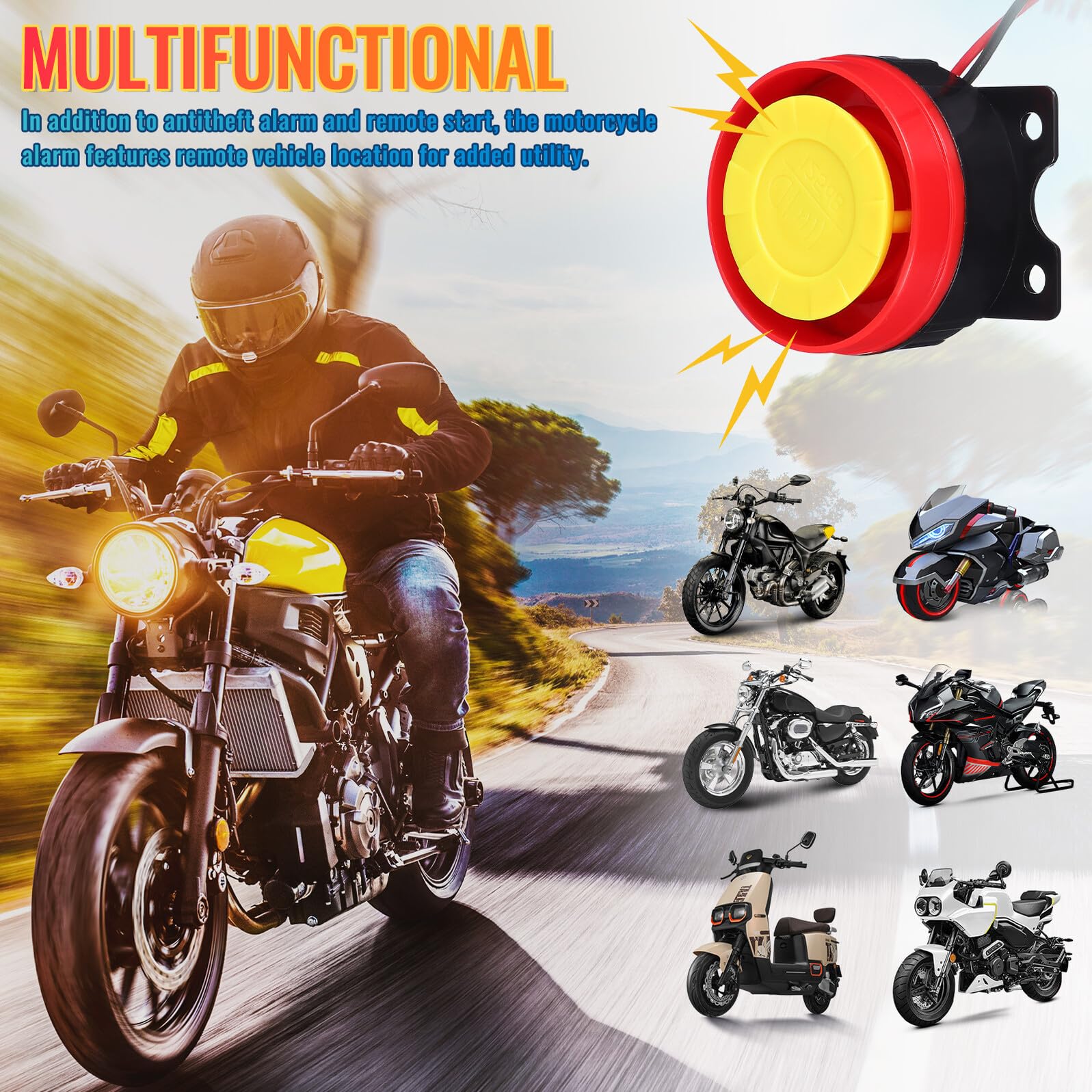 Allarme Antifurto per Veicoli a Due Ruote con Avviamento Remoto e Localizzatore Sicurezza per Motociclette e Scooter Controllo Distanza Basso Consumo Energetico Antifurto Sensibile