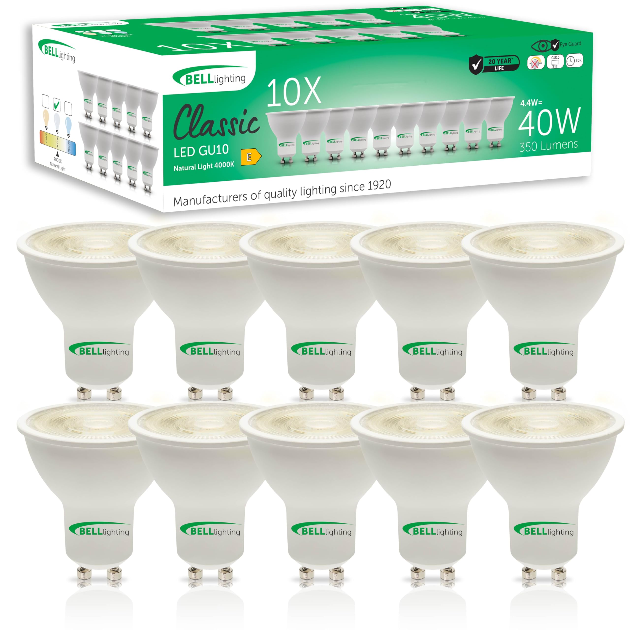 BELL Lighting GU10 LED Bulb 10 Pack, Natural White - 4000k