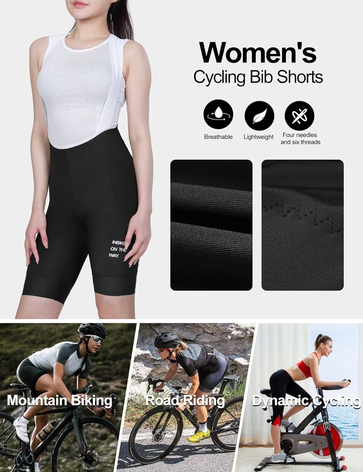 INBIKE Padded Bike Shorts Women Cycling Shorts with Pocket Biking Shorts for Spinning Road Bike MTB Black - Image 5