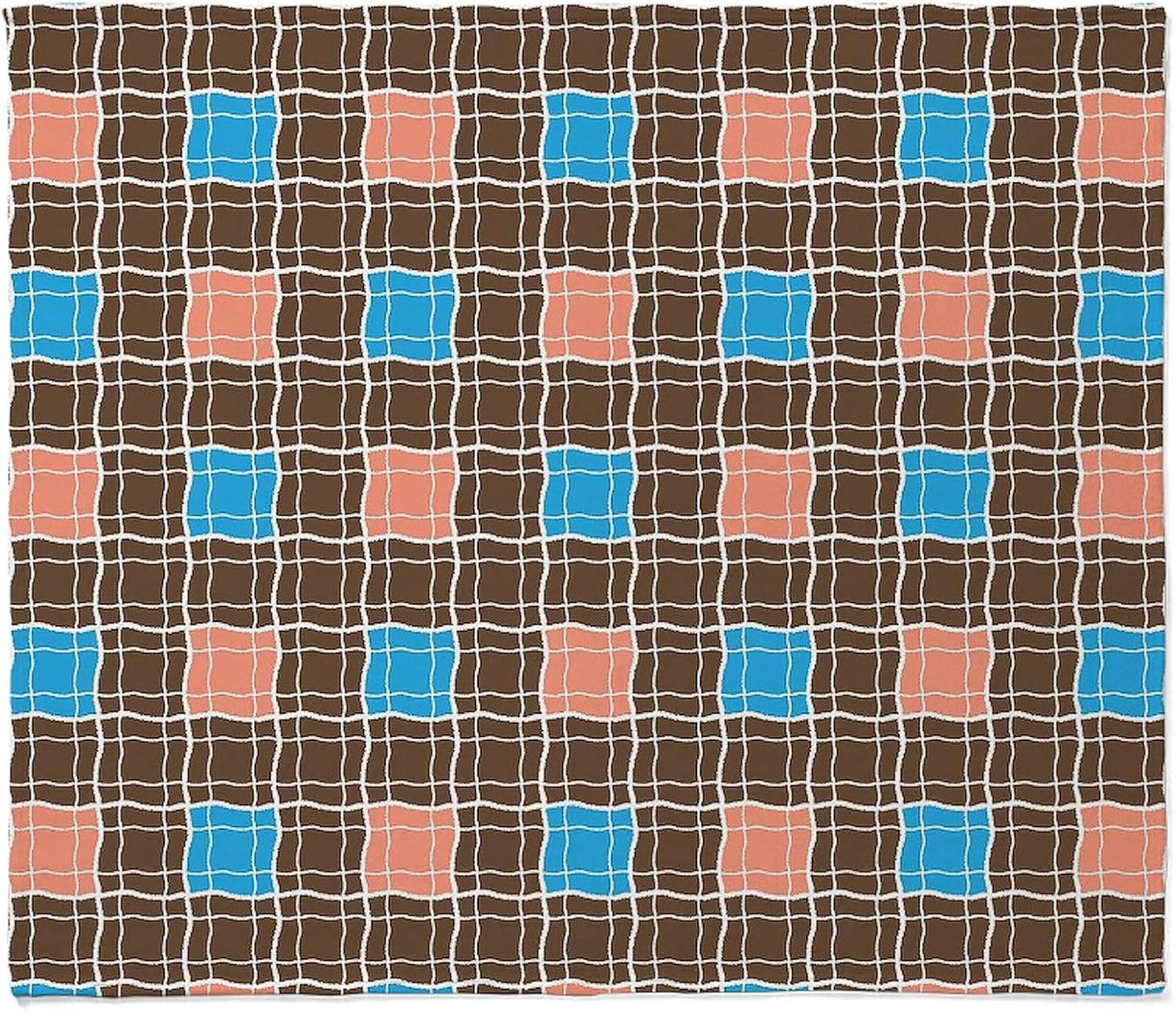 CafePress Blue and Brown Checkered Plaid Throw Blanket Super Soft Fleece Plush Throw Blanket, 60"x50"