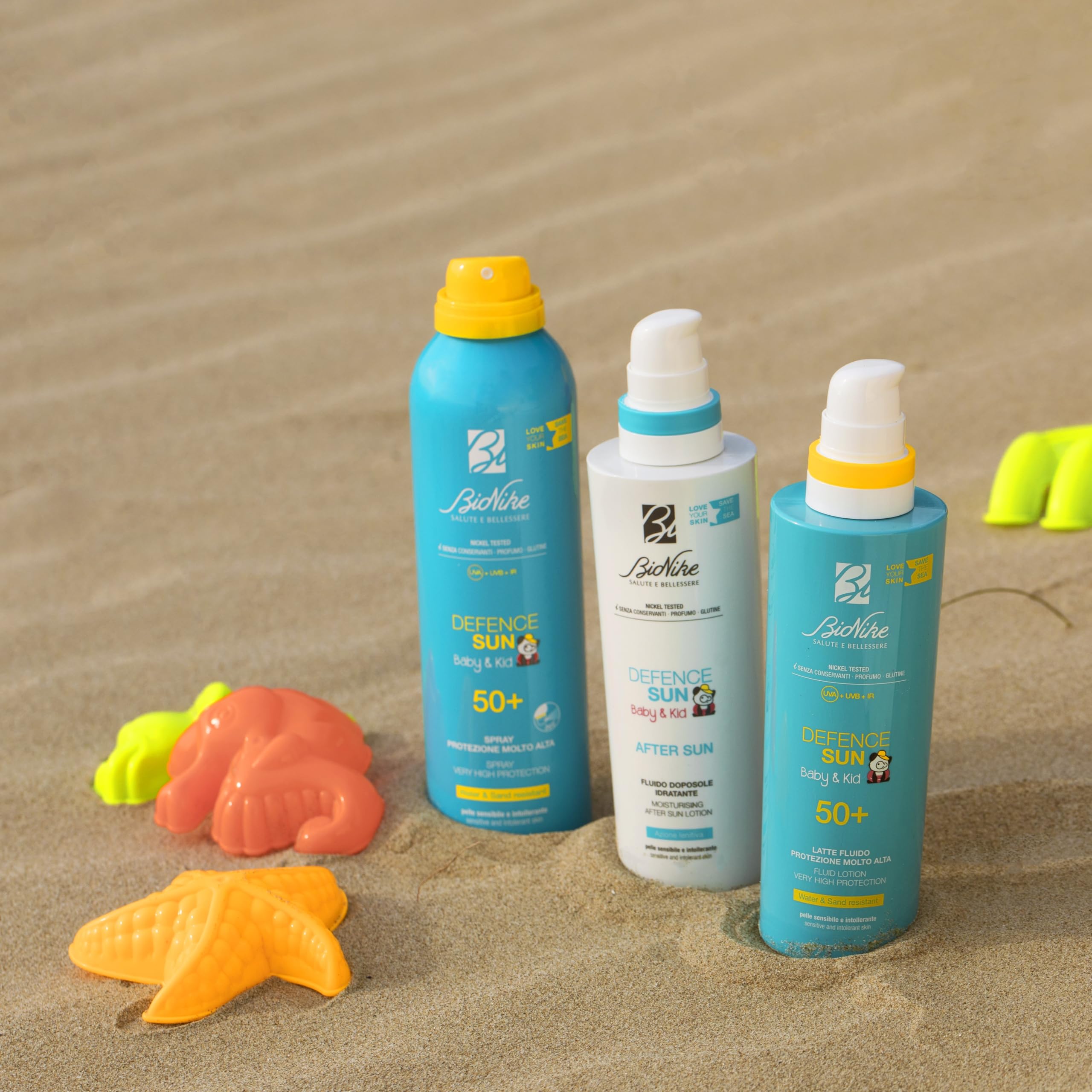 Bionike Defence Sun Baby & Kid - Latte Solare Fluido per Bambino e Neonato, Azione Protettiva, Effetto Waterproof e Anti-sabbia, Lenisce e Ripara la Pelle, 200 ml