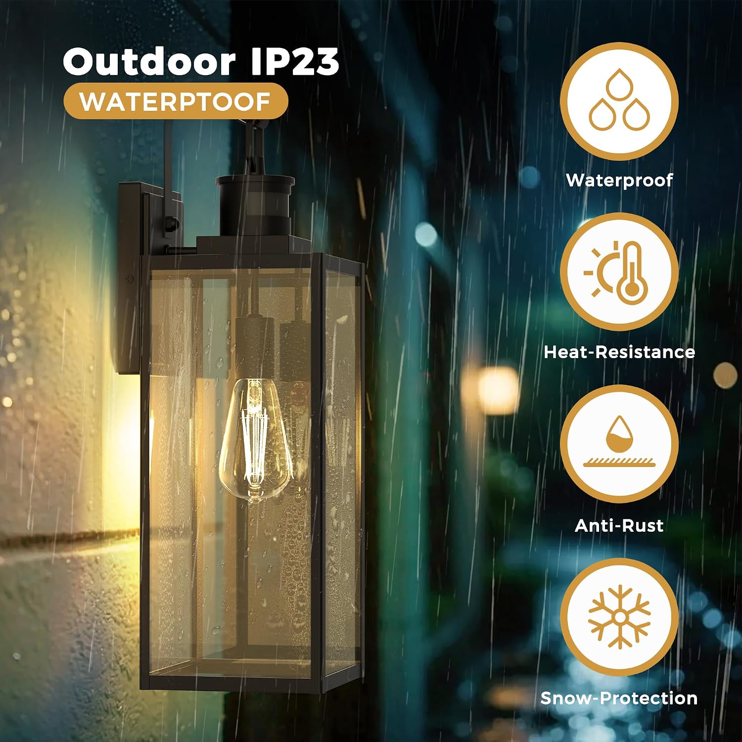 20" Large Motion Sensor Outdoor Wall Lights Matte Black Porch Lights 2-Pack image 4