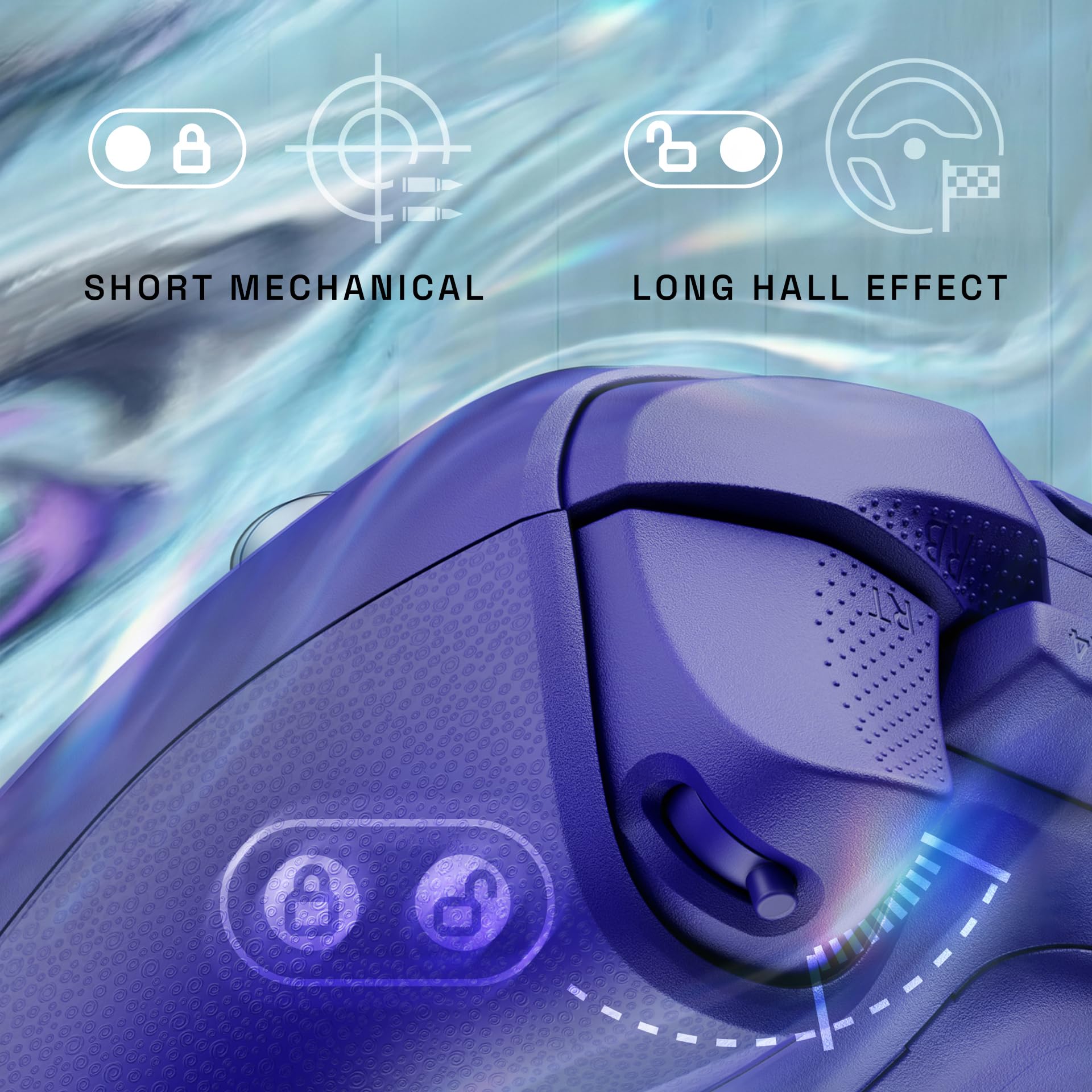 Oniverse Controller wireless per PS5/PC/Steam Deck - Starion - Joystick e grilletti Hall Effect, Palette macro programmabili, Grilletti L4/R4, Touchpad, Anti-Drift, Bluetooth/USB-C - Purple