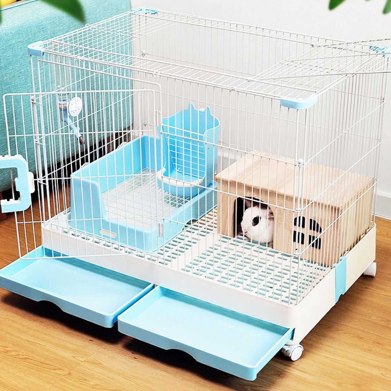 Casa dei ratti del deserto - Gabbia per animali domestici in legno con finestra e porta per ambiente residenziale, capanna ventilata per conigli | Adatto per furetti, criceti, gerbilli, cincillà