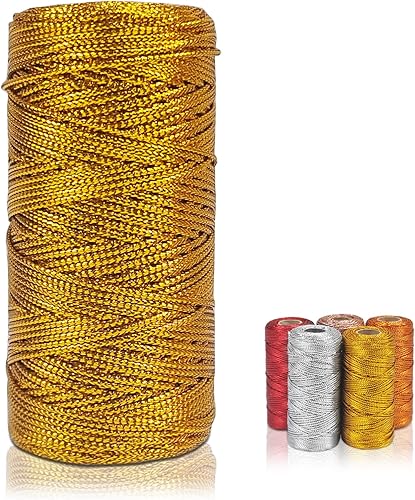 Cordel para panaderos, cordel dorado para envoltura de regalos, fina cuerda metálica decorativa inelástica con purpurina para manualidades,