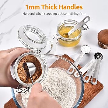 Measuring Spoons: U-Taste 18/8 Stainless Steel Measuring Spoons Set of 9 Piece: 1/16 TSP, 1/8 TSP, 1/4 TSP, 1/3 TSP, 1/2 TSP, 3/4 TSP, 1 TSP, 1/2 tbsp & 1 tbsp Dry and Liquid Ingredients