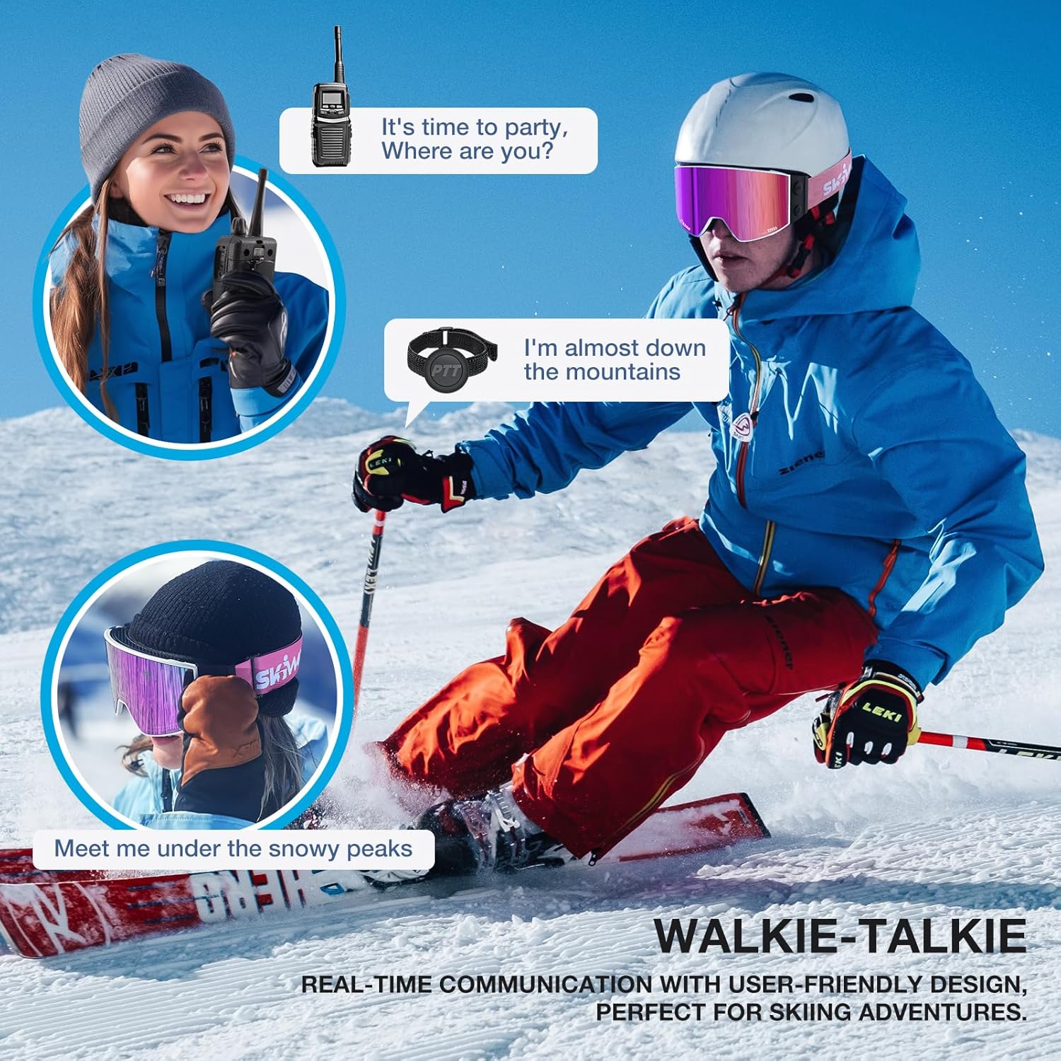Multifunctional Smart Wireless Ski Goggles with Walkie-Talkie, Anti-Fog Zeiss Lens, Music & Call Function