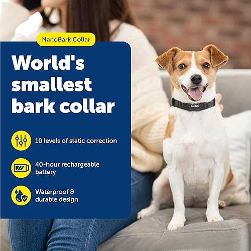 Miniatura 2 de PetSafe Collar NanoBark  Collar de disuasión de ladridos ligero de larga duración con múltiples niveles de estimulación estática, personalizable y