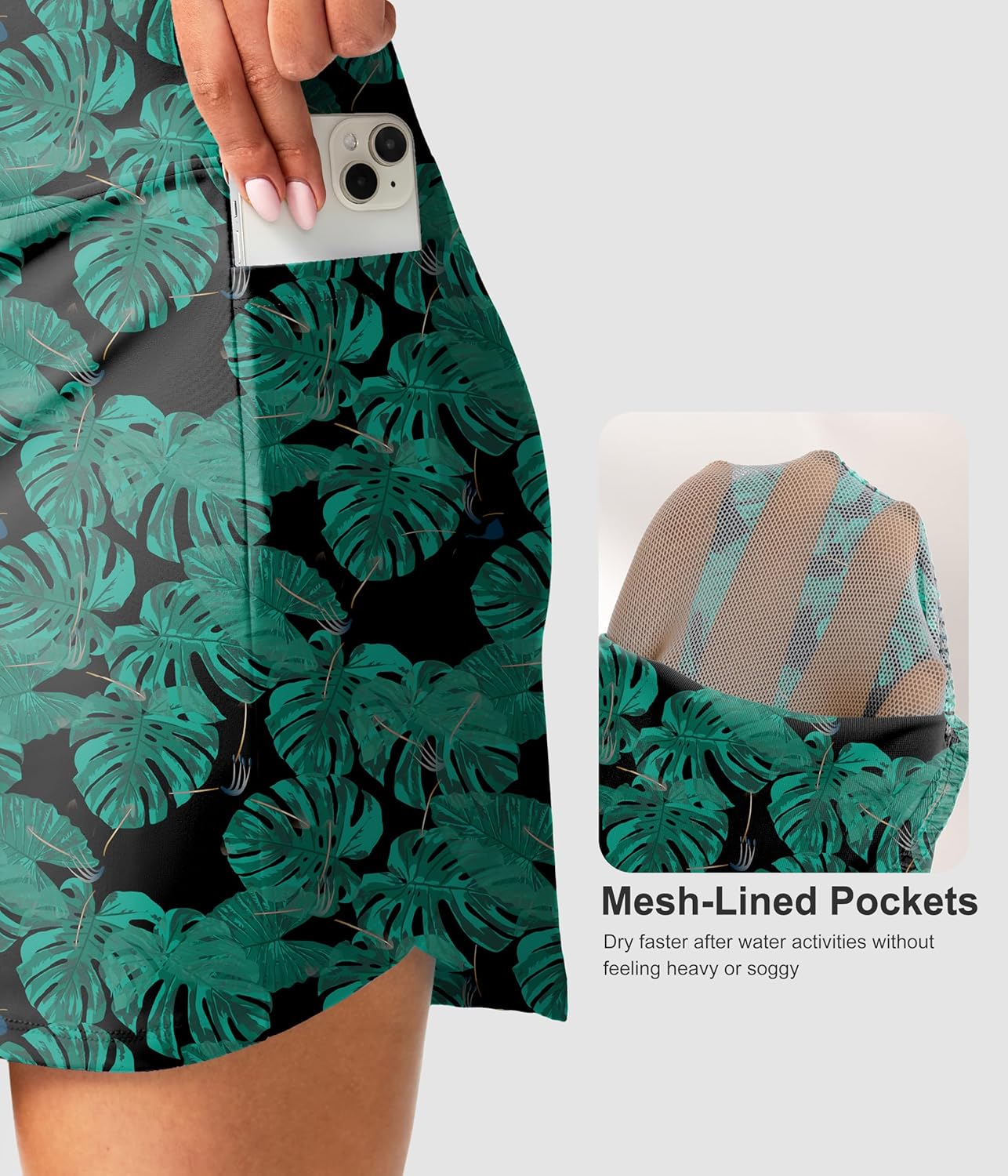 SANTINY Women's 17'' Long Swim Skirt with Pockets High Waisted Modest Tummy Control Swimsuit Skirt Bathing Suit Bottoms - Image 4