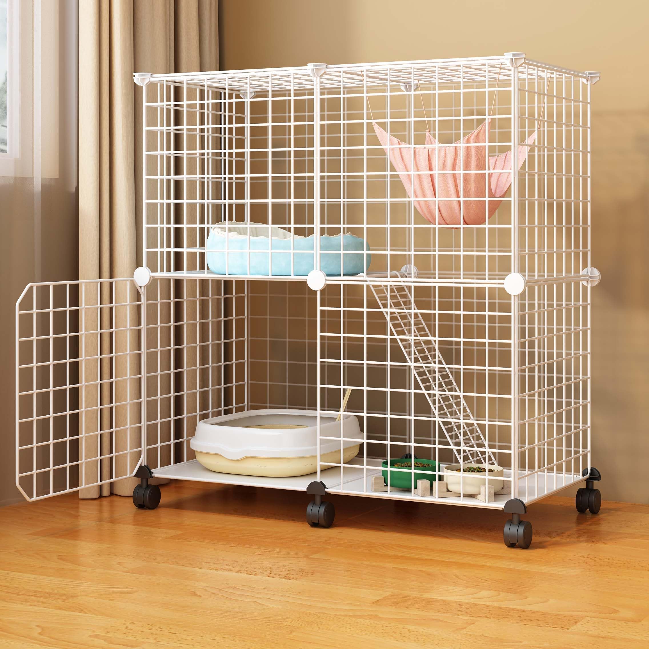 Amazon | UYTON 猫ケージ 組み立て完成サイズ 猫ハウス 2段[ 75*36