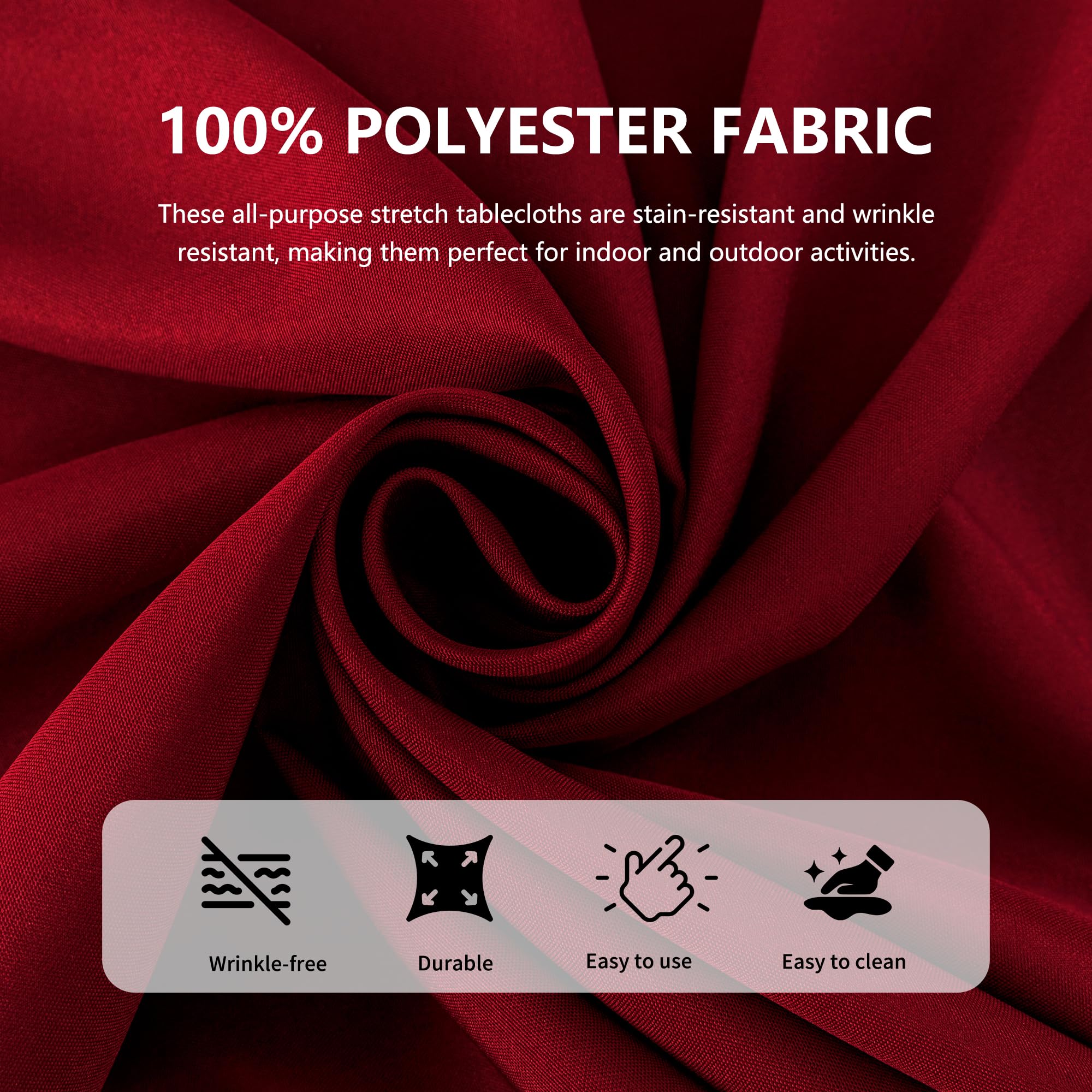 Lot de 2 nappes rectangulaires imperméables et lavables, pour tables rectangulaires de 182,9 x 76,2 cm, pour mariage, banquet et salons professionnels, rouge