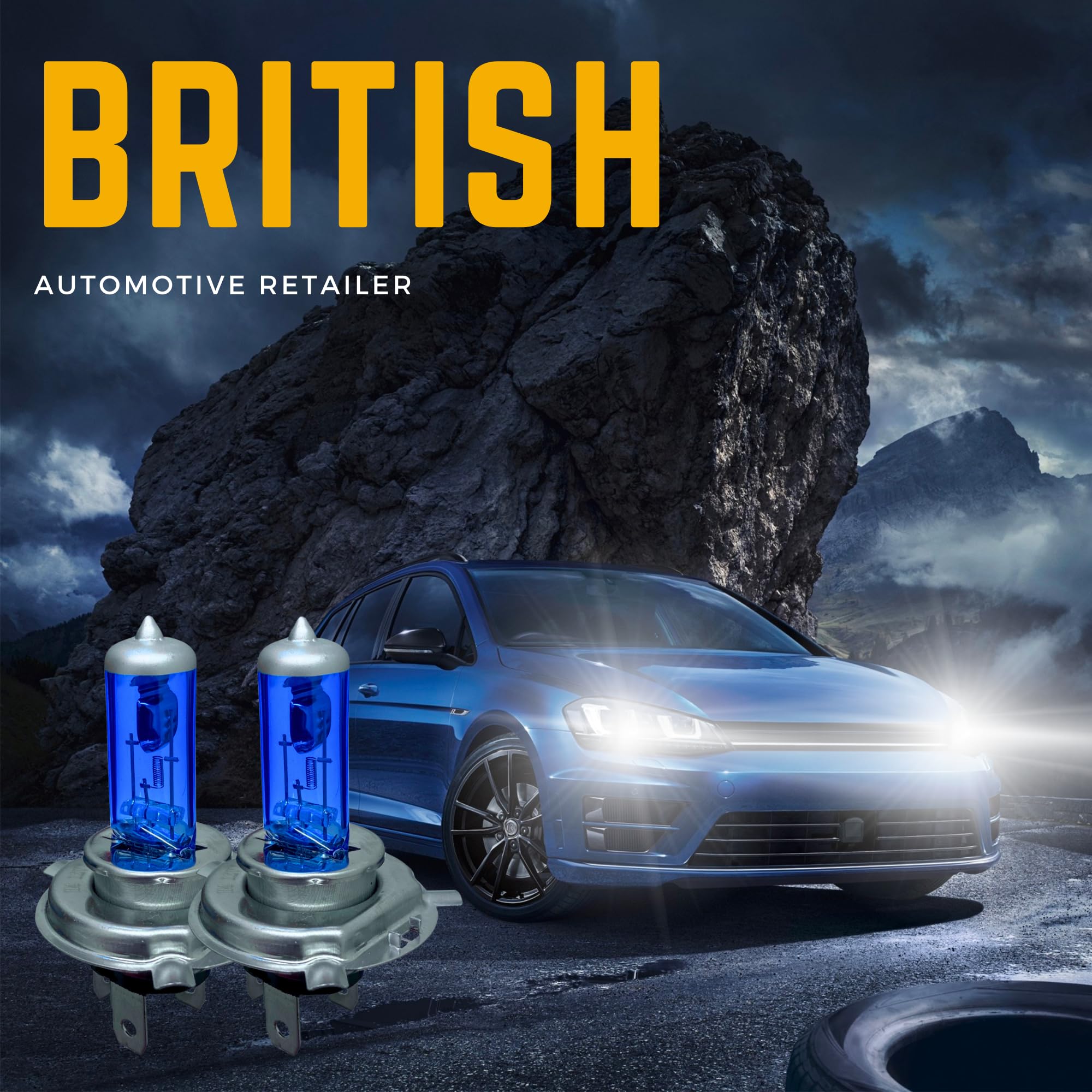 H4 Xenon Blue Halogen Upgrade Bulbs - 100W 12V High/Low Beam Headlight Bulbs, CANbus Error Free (472 / P43T Fitment)