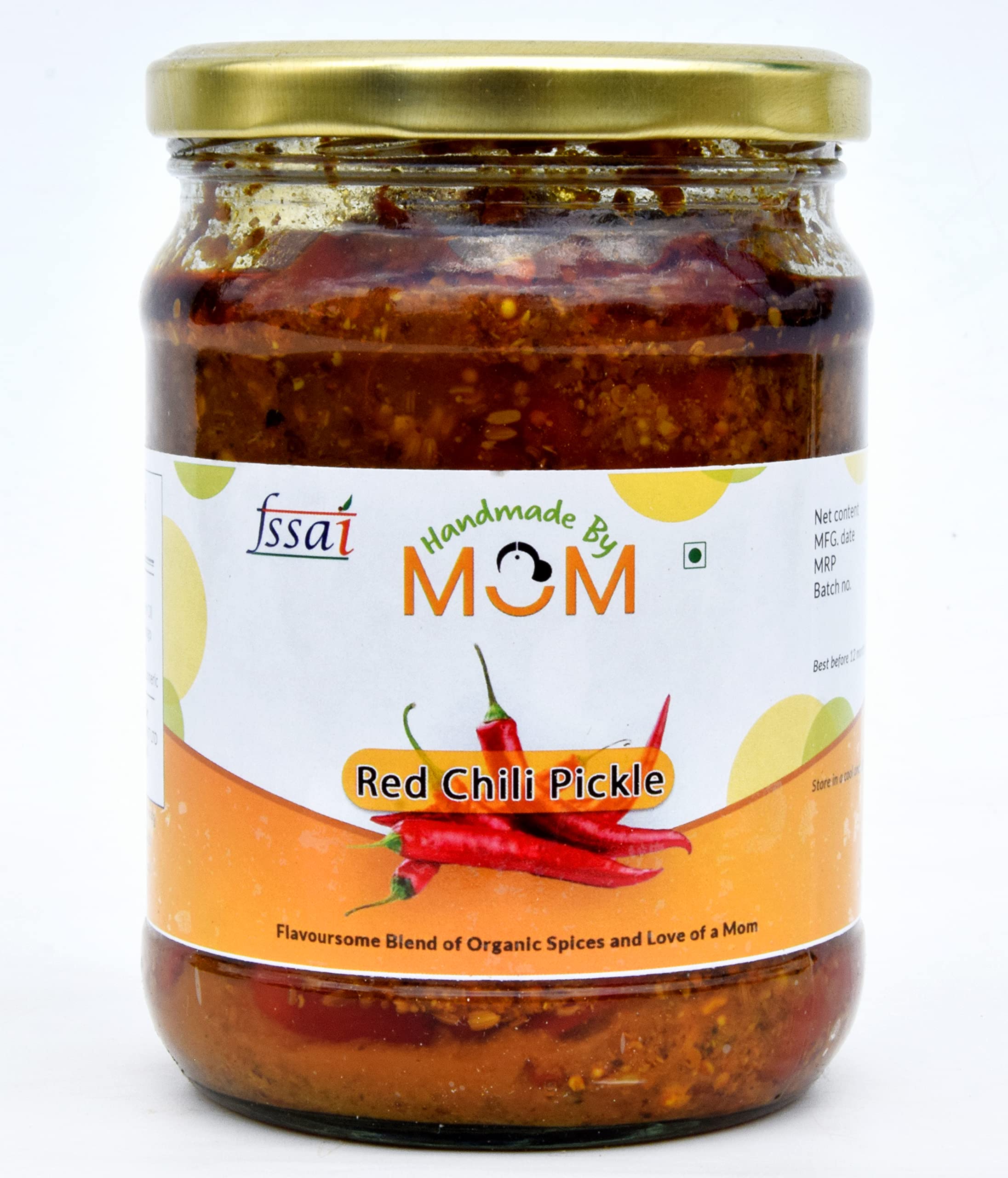 Handmade by Mom Stuffed Red Chilli Pickle in Cold Pressed Mustard Oil - Authentic | Handpicked Raw Chilies | No Preservatives/Colors | Hygienic Practices | 500g Glass Jar: A Culinary Heritage Packed with Love and Tradition (B0C2F8QK2K) Amazon Price History, Amazon Price Tracker