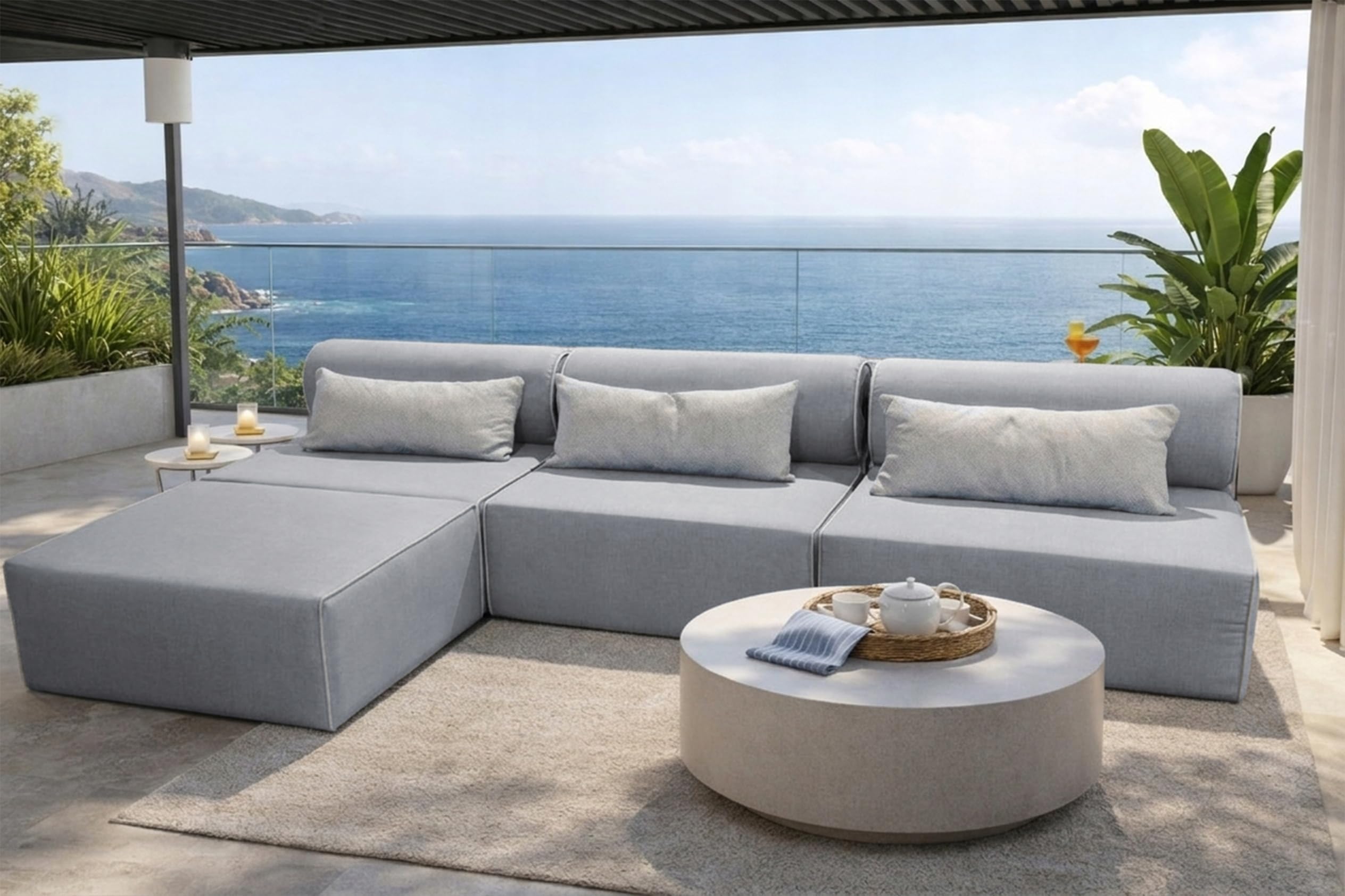 TRADA Divano da Esterno BALI M - Salottino da Giardino Esterno Resistenti alle Intemperie - Divanetti da Esterno Moderno per Giardino - Balcone e Terrazza - Grigio