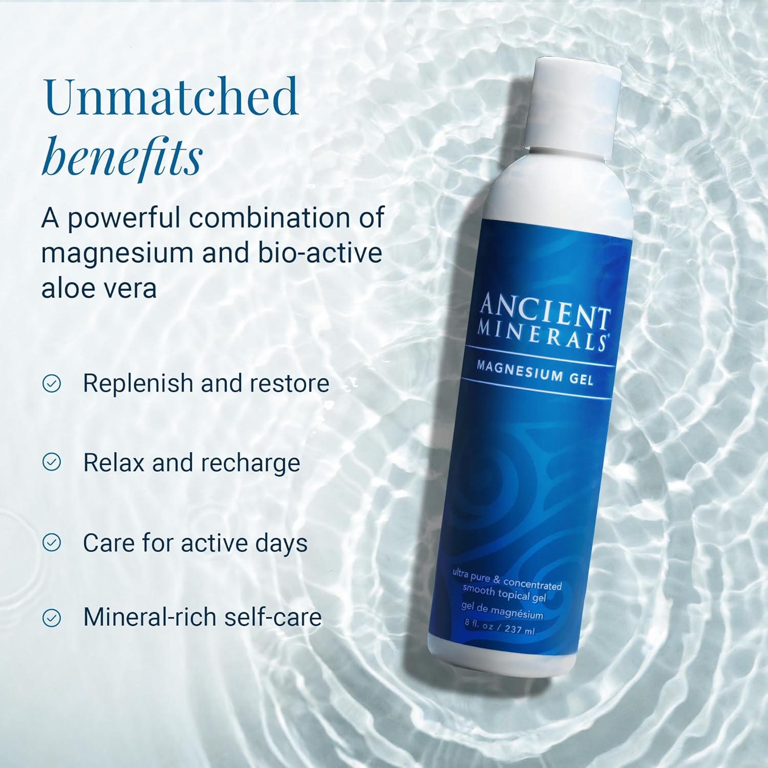 Ancient Minerals Magnesium Gel - 8oz Bottle - Pure Genuine Zechstein Magnesium Chloride - Best for Massage, Topical Skin Application - Image 3