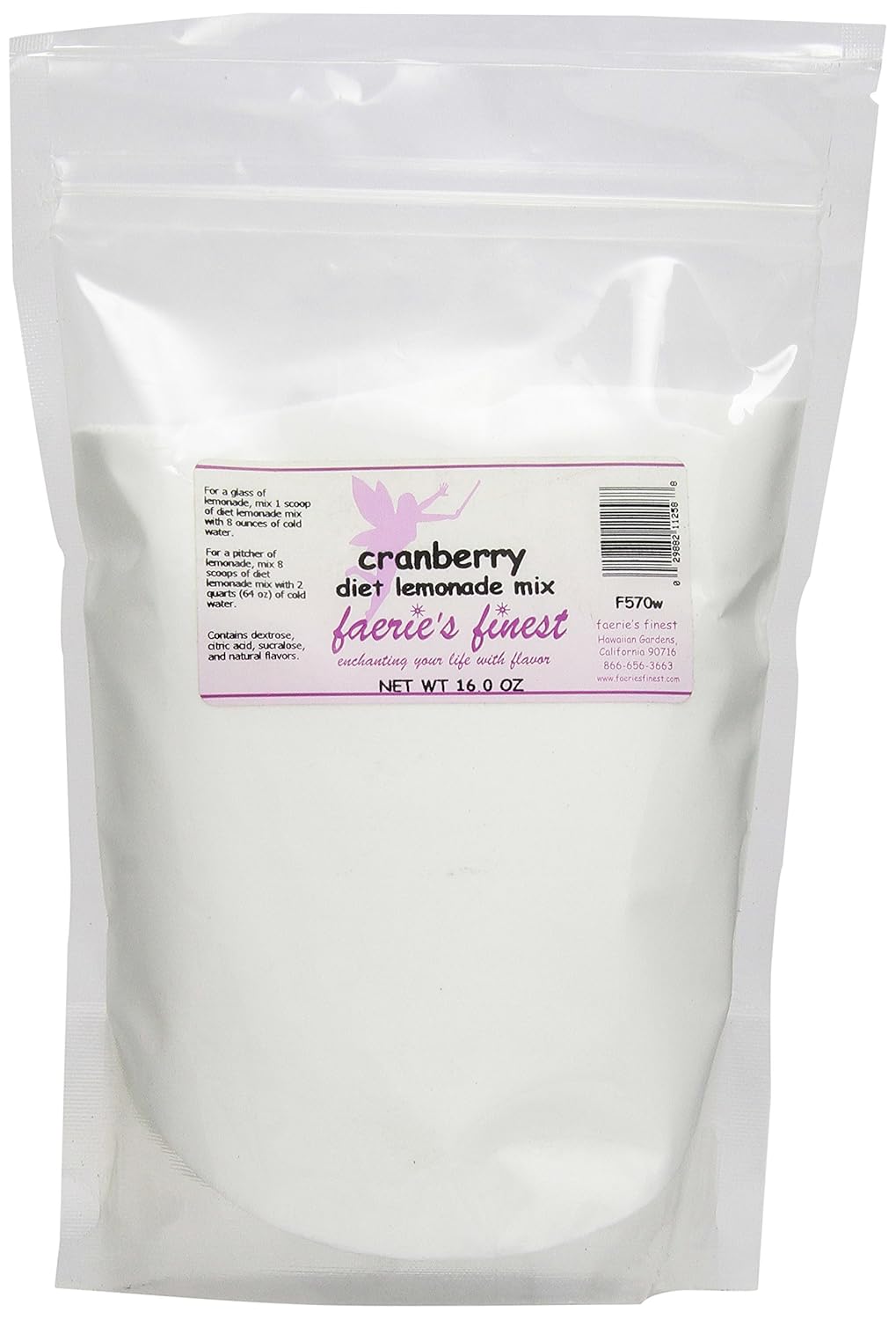 Faeries Finest Cranberry Diet Lemonade Mix, 16 Ounce