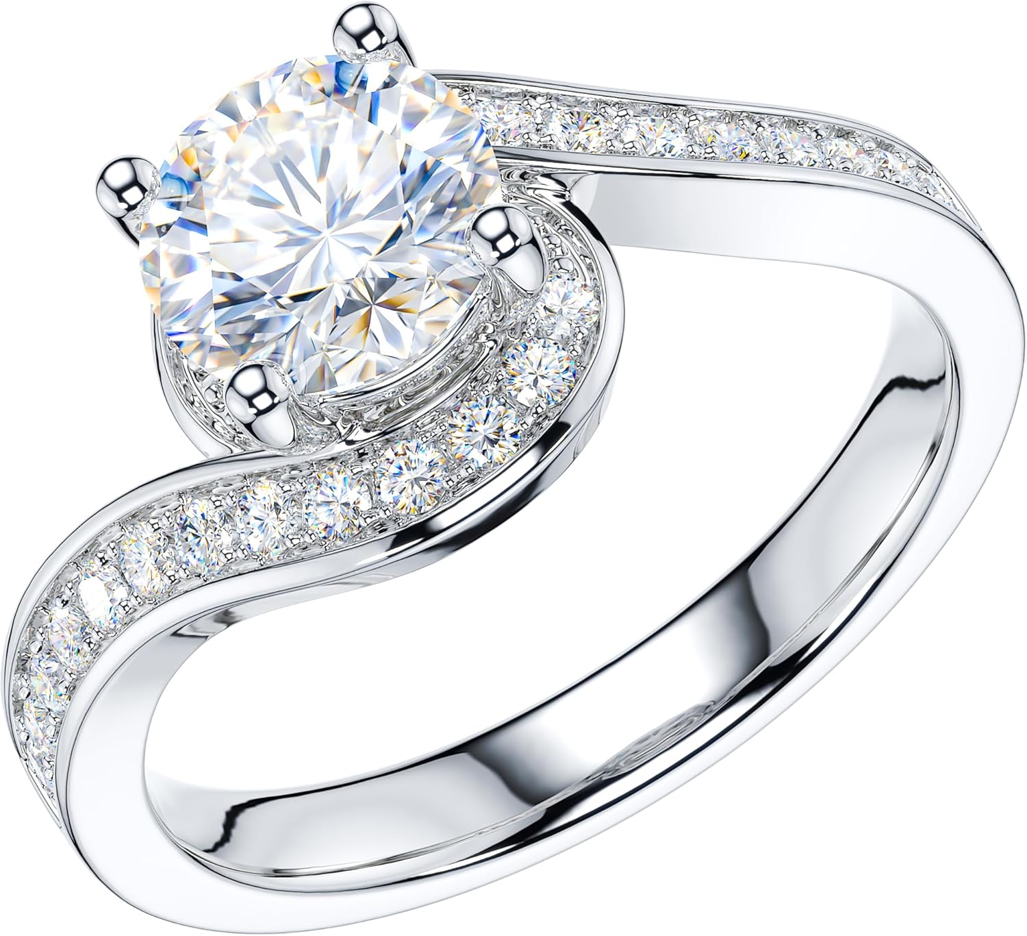 THELANDA Genuine Moissanite or Simulated Diamond Take Me Out Swirled Wrapped 1CT Promise Engagement Bridal Ring For Her - Image 2