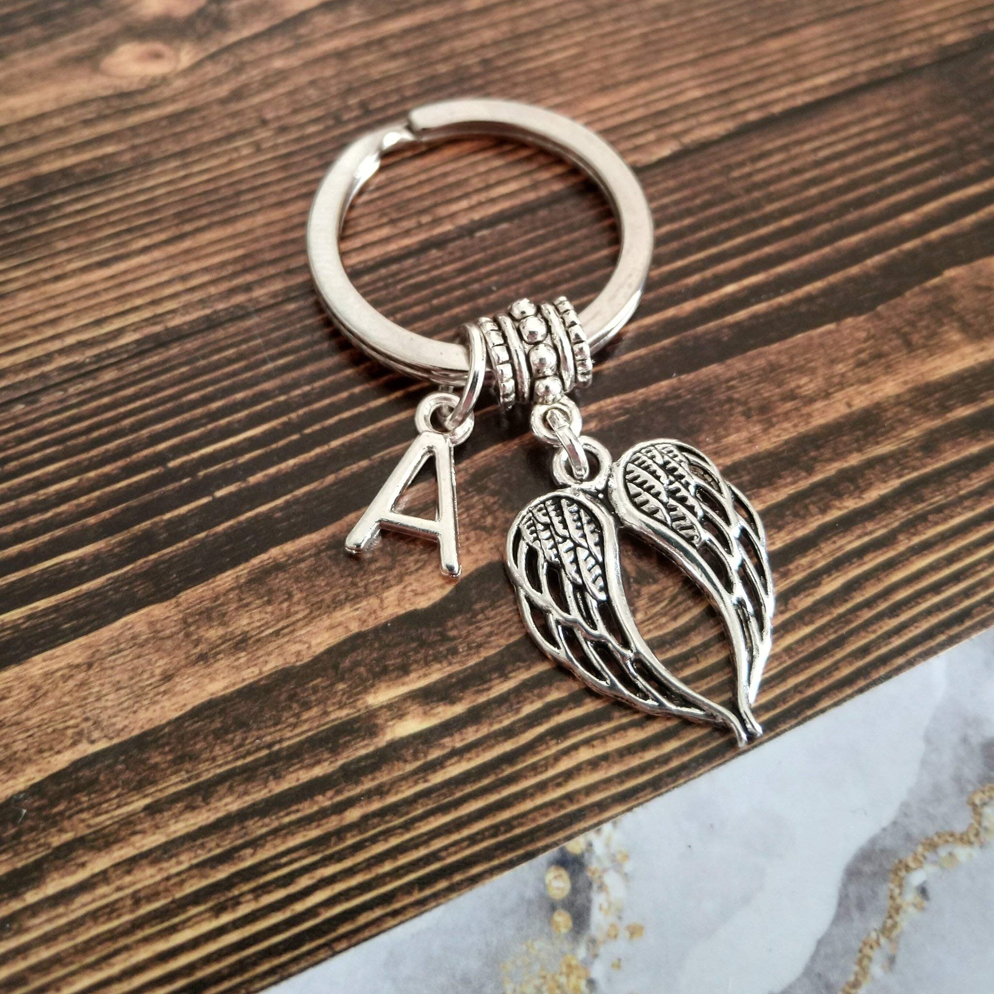 Guardian angel keyring angel wing keychain boxed personalised gifts remembrance