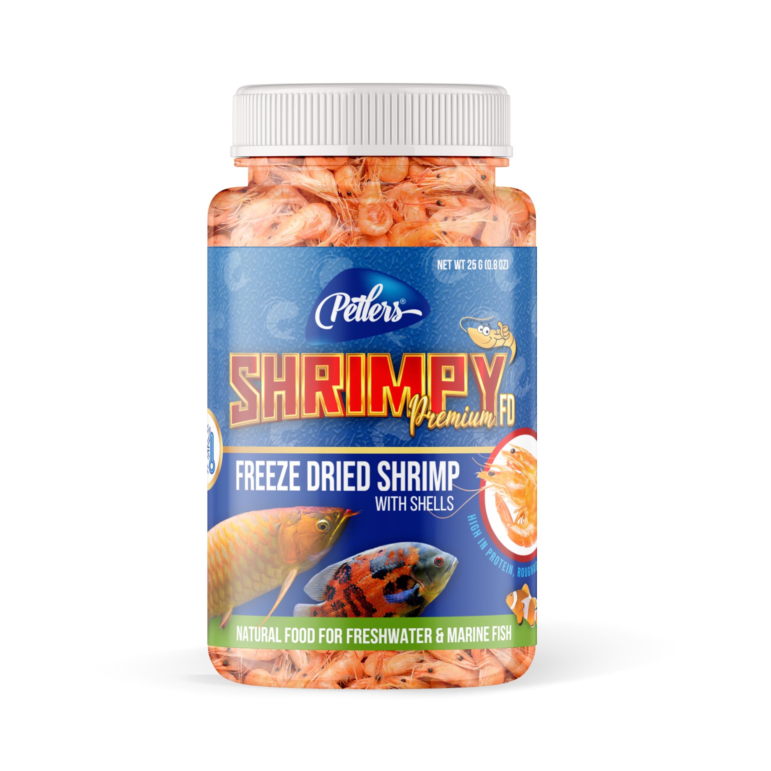 Petlers Shrimpy Premium FD - Freeze Dried Shrimp Treats, Natural Food for Freshwater and Marine Fish (25G)