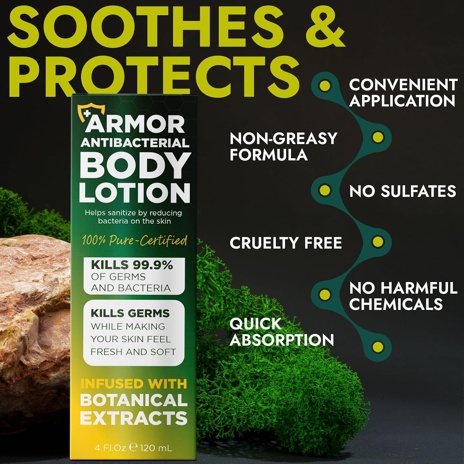 Antibacterial Body Lotion | Kills 99.9% of Germs & Bacteria | Body Lotion for Women & Men Helps Sanitize Skin | Infused with Botanical Extracts | Fresh, Soft & Moisturized Skin | 4 fl oz - Image 3