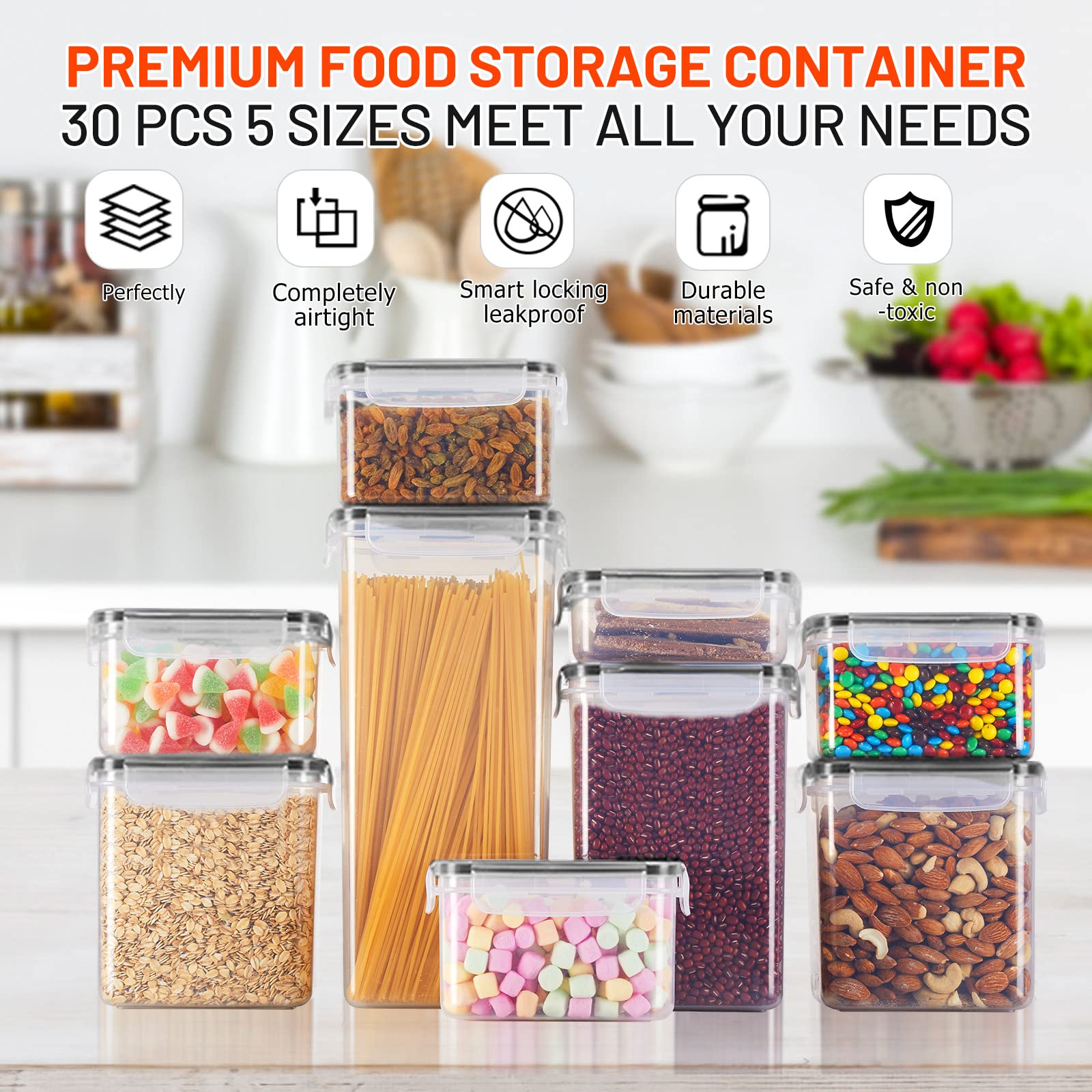 Set 4 Barattoli In Vetro Borosilicato Con Coperchio In Bambù - Ermetici 1150 Ml - Per Conservare Pasta, Farina, Legumi, Snack