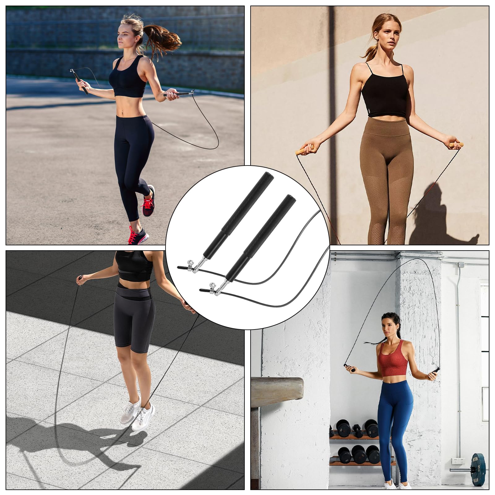 Skakanka Fitness, Regulowana Speed Rope z Łożyskami Kulkowymi, Skakanka 3 m z Linką PVC, Aluminiowe Antypoślizgowe Uchwyty do Crossfit, Boksu, Cardio