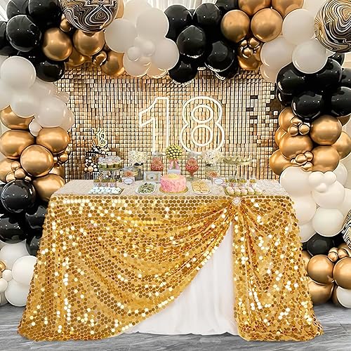 Miniatura 6 de B-COOL Mantel rectangular de lentejuelas doradas de 50 x 102 pulgadas, mantel rectangular con purpurina para fiestas, bodas, cumpleaños, Halloween,