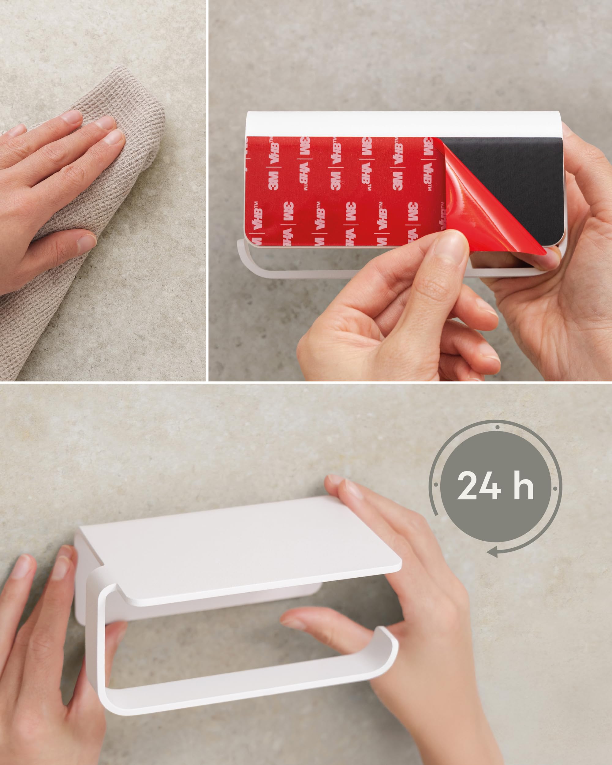 KAZAI. Portarrollos sin taladrar | Porta Rollos de Papel higiénico Adhesivo con Estante | Soporte de Papel higiénico para baño en Metal | Blanco