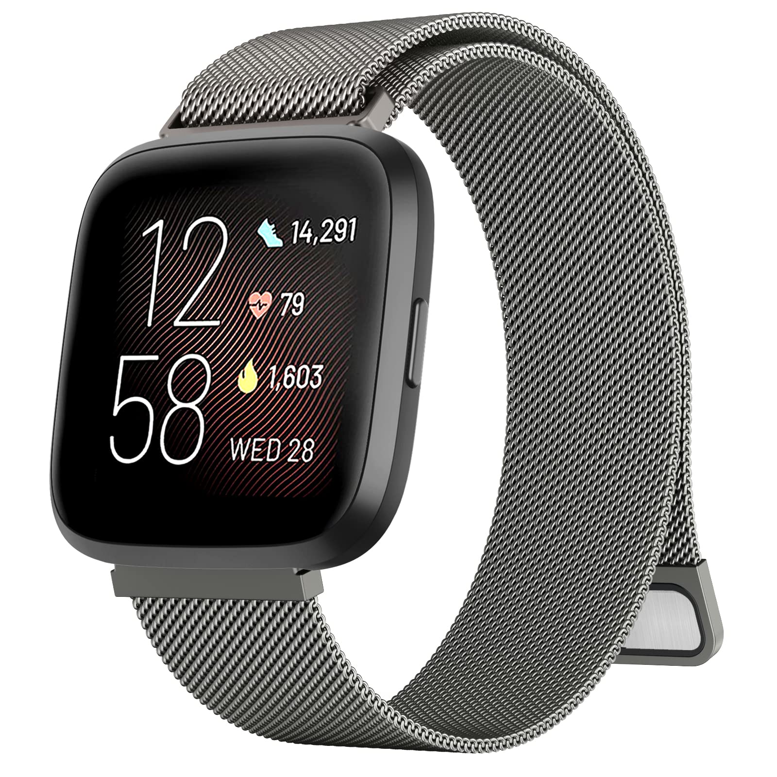 Metal Bands for Fitbit Versa 2 / Fitbit Versa/Fitbit Versa Lite for Women Men, Stainless Steel Mesh Breathable Wristband Strap with Adjustable Magnet Lock