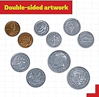 Vista 6 de LEARNING ADVANTAGE Juego de Monedas de Juguete - 30 Peniques, 20 Monedas de 5 Centavos, 20 Monedas de 10 Centavos, 20 Cuartos de Dólar y 4 Medios