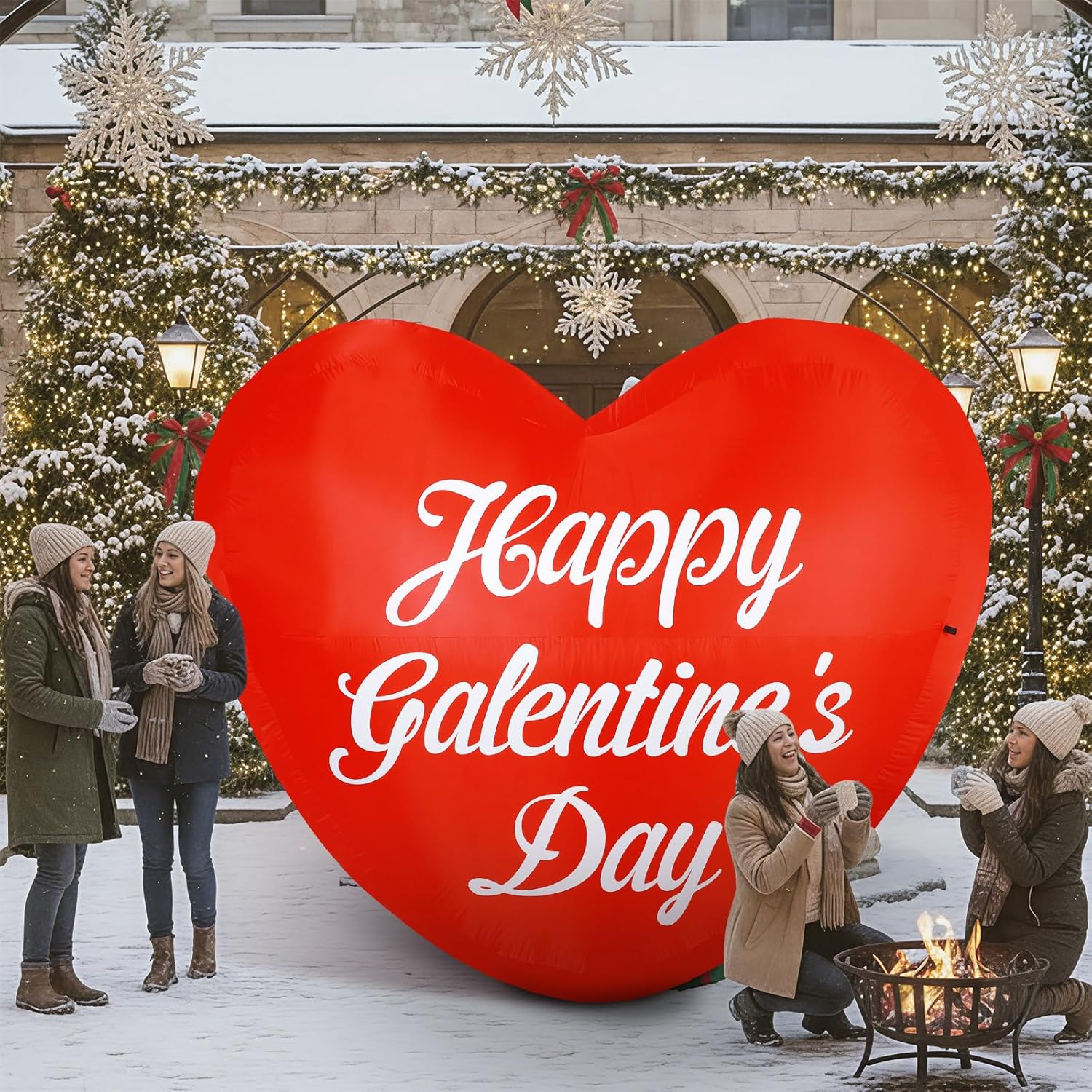 MiniInflat 7ft Yard Inflatable Heart with LED Light Romantic Proposal Decorations Giant Red Heart Blow up Yard Decorations for Indoor Outdoor Engagement Wedding Anniversary Birthday Party(Galentine)