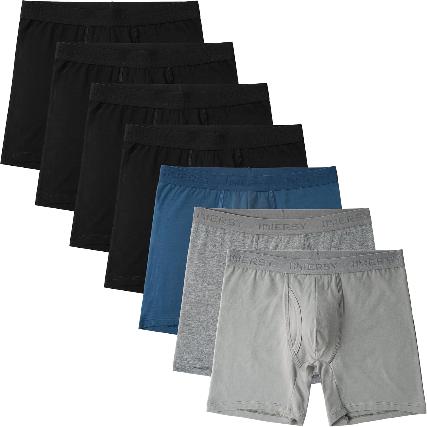 INNERSY Men's Cotton Underwear 7-Pack Colorful Boxer Briefs with Fly for a Week