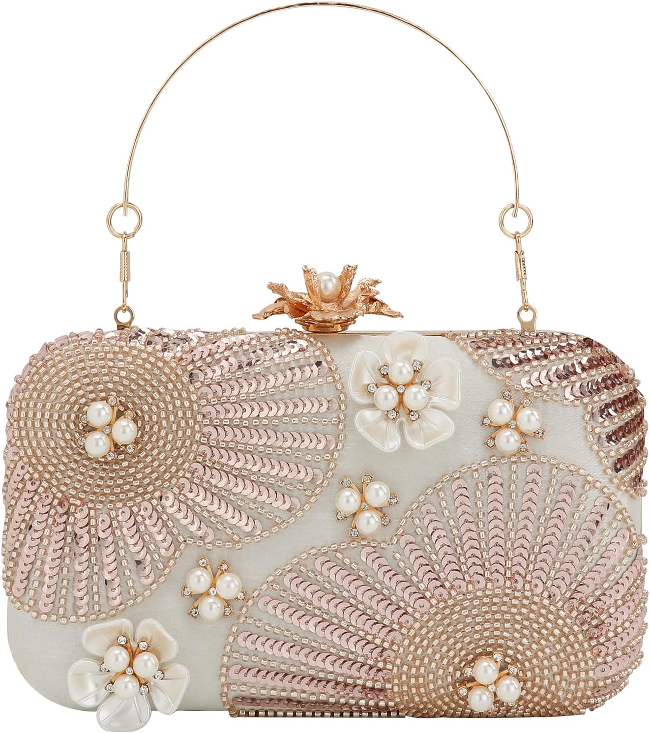 Womens Vintage Floral Embroidery Clutch Evening Handbag Shoulder Bags Purse for Wedding Party Prom